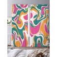 thumbnail image 2 of Colorful Moire Sheer Curtains 84 Inch Length 2 Panels Set, Modern Art Abstract Geometric Voile Window Treatment Rod Pocket Curtains Sheers Drapes for Bedroom/Living Room/Kitchen 52"x84"x2, 2 of 7