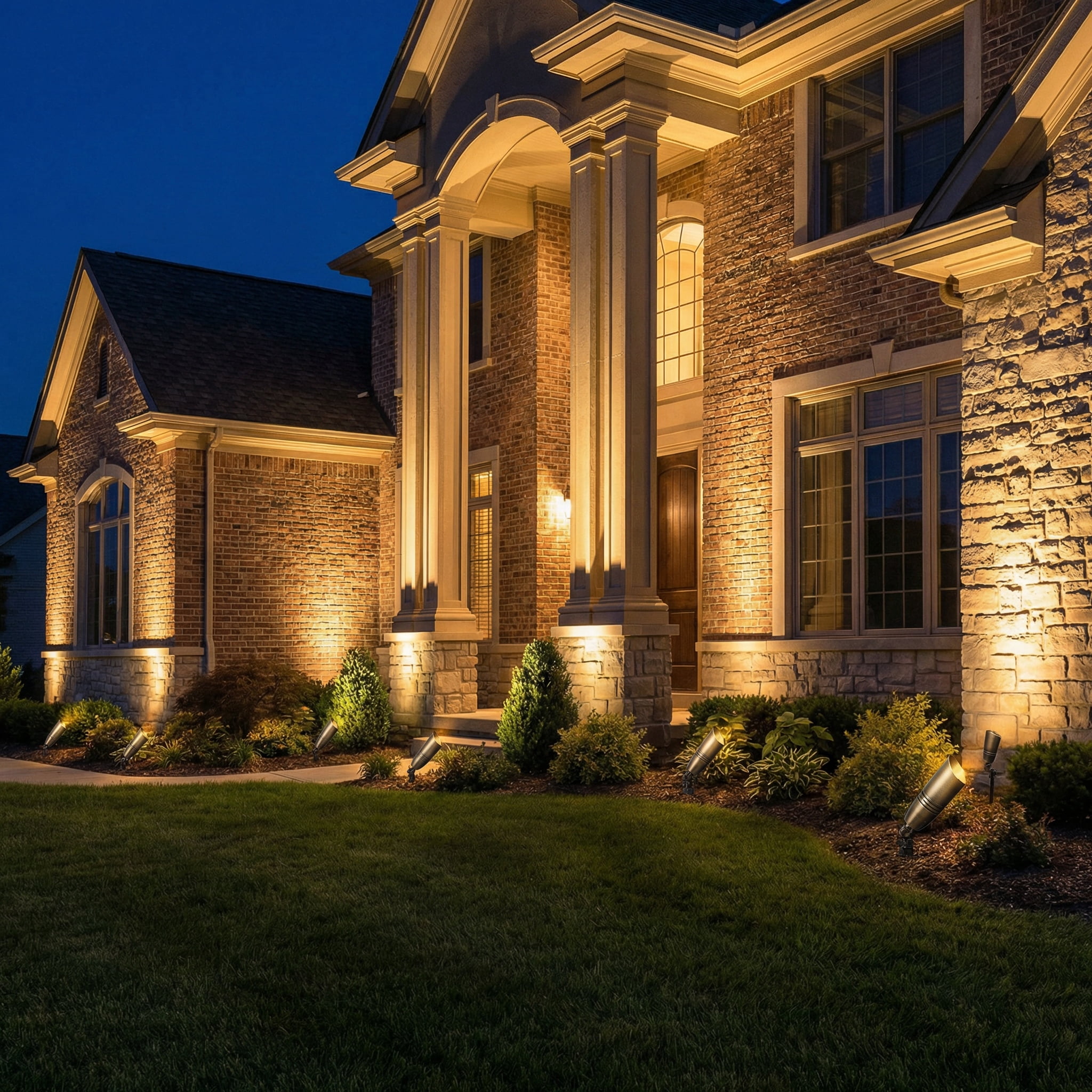 LNC 6W Solid Bronze LED Outdoor Spotlight 2700K Warm White 490 Lumens for Low Voltage Landscape Lighting of Yard, Lawn, Garden, Patio, Trees & House