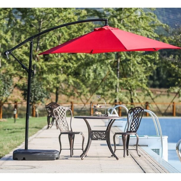Pf18254 263 Mountain Creek 9 Cantilever Umbrella Set With Free Standing Base Walmart Com Walmart Com