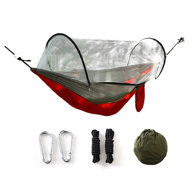 Visland Hamac de Camping avec Moustiquaire 200Kg Respirant Léger Portable Hamac Simple avec Sangles d'Arbre Installation Facile Intérieur Extérieur Randonnée Hamac