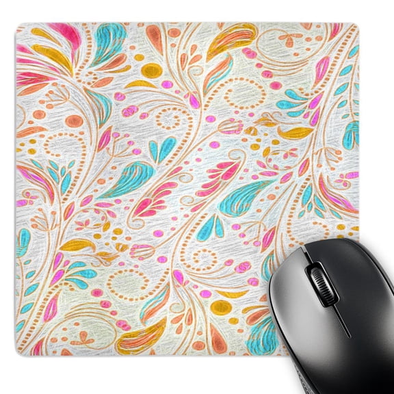 3dRose, Funky Bright Neon Colors Doodle Foliage Leaves Modern Nature Abstract Design, MousePad