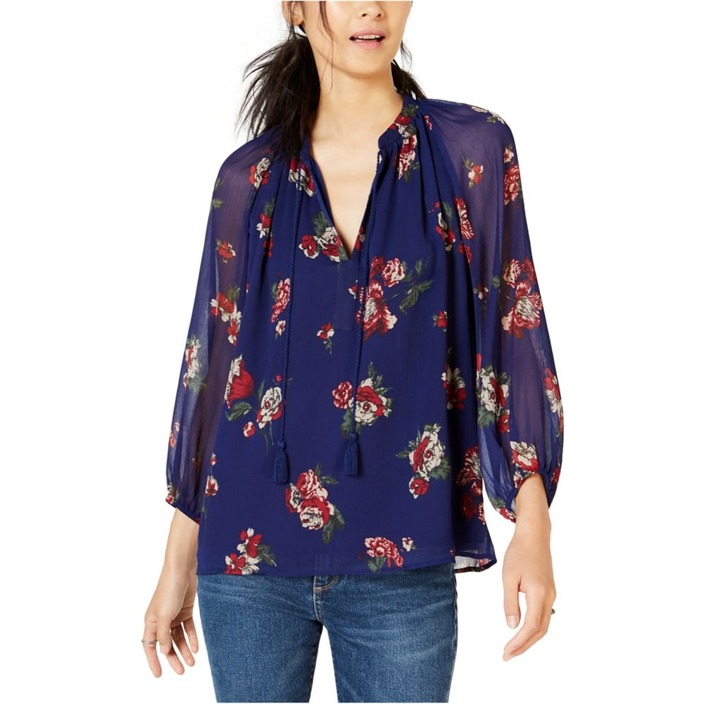 Lucky Brand Lucky Brand Womens Floral Print Peasant Blouse Walmart