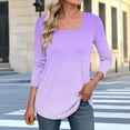 thumbnail image 2 of Plebaso 3/4 Sleeve Tops for Women Square Neck Dressy Casual Blouses Women's Summer Loose Tunic Shirts, 2 of 5