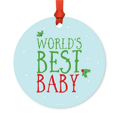 Funny Metal Christmas Ornament, World's Best Baby, Holiday Mistletoe, Includes Ribbon and Gift (Best Baby Schedule App)