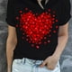 thumbnail image 1 of Camiseta con estampado de corazones para regalos de San Valentín, camiseta de manga corta con cuello redondo, tops informales para todos los días, ropa de mujer, 1 of 4