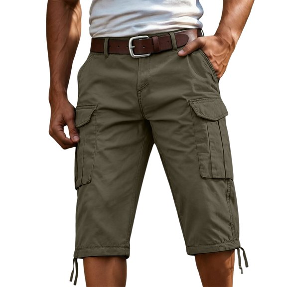 CONZONE Mens Baggy Cargo Shorts Straight Leg Workwear Shorts for Men Trendy Buttons Solid Soft Outdoor Hiking Shorts With Pockets