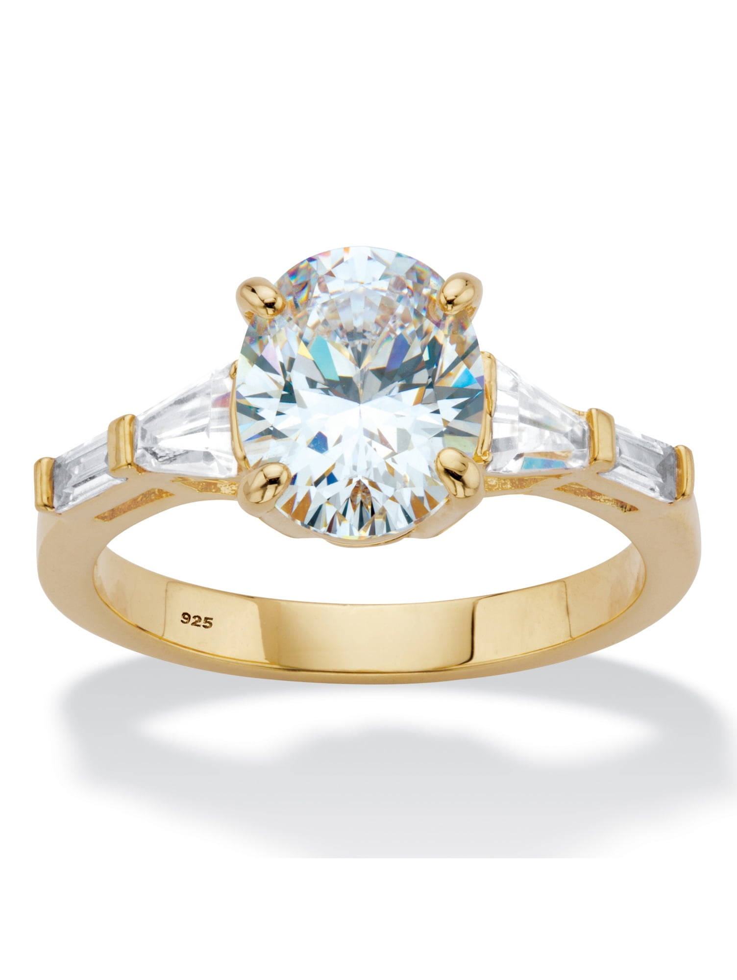 PalmBeach Jewelry Oval and BaguetteCut Cubic Zirconia Engagement Ring 3.32 TCW in 14k Gold