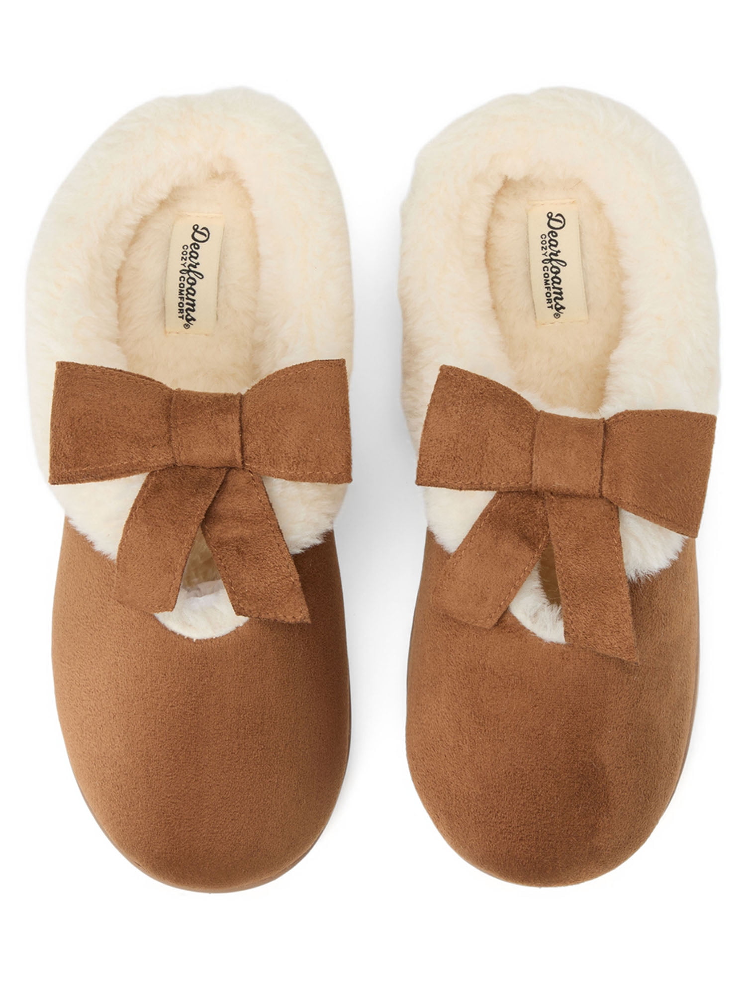 Dearfoams Cozy Comfort Women's Mary Jane Bow Slip On Scuff Slippers