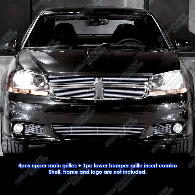 APS Compatible with 2007-2010 Dodge Avenger SXT Black Billet Grille Grill Combo Insert D87712H