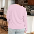 thumbnail image 4 of Plus Size Neck T Shirts Women Long Sleeve Tops Casual Summer Tshirts Loose Fit Tee Pink Women Blending Shirts Women's Long Sleeve T-Shirt(XL), 4 of 6
