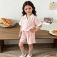 thumbnail image 4 of KPOPLK Toddler Baby Girls Clothes Gauze Shirt Tee Tops +Shorts Outfit 2 PCS Set 12 Months-5 Years(2-3 Years,Pink), 4 of 5