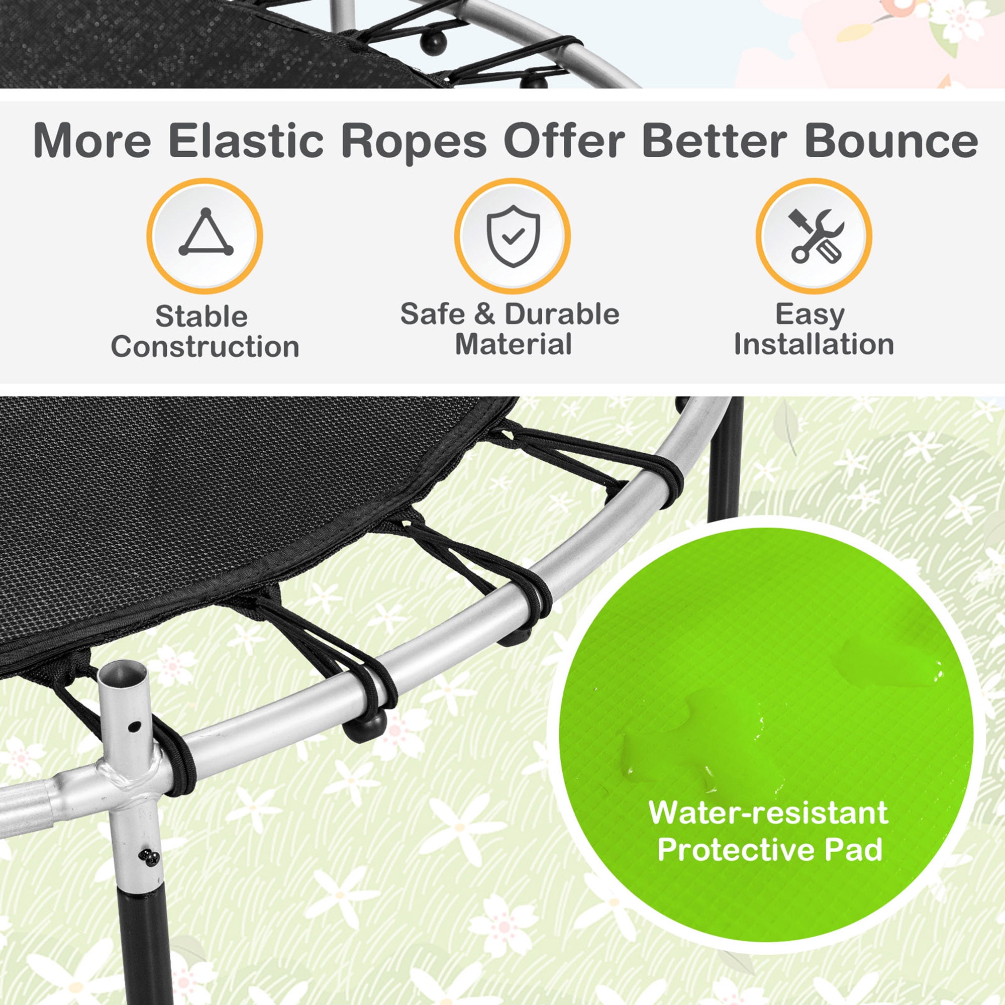 Gymax 55'' Small Exercise Trampoline for Kids, Toddlers w