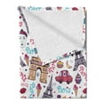 thumbnail image 2 of Paris Soft Flannel Fleece Throw Blanket, Triumphal Arch Famous Tower and Many Other of the City of Love Kiss Rose, Cozy Plush for Indoor and Outdoor Use, 50" x 60", Multicolor, by Ambesonne, 2 of 5