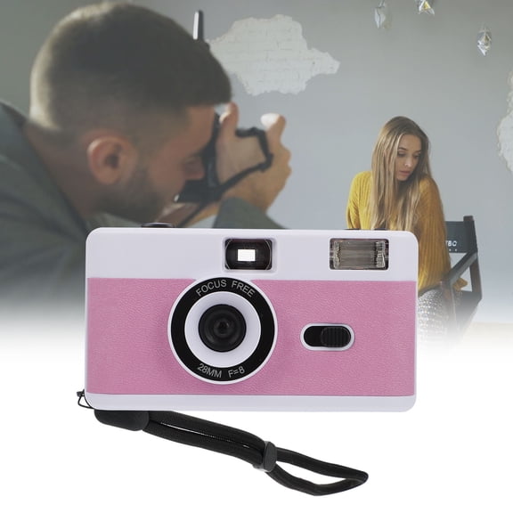 LOLIPPYY White ABS Retro 35mm Film Camera with Built-in Flash, High-Grade Material, Vintage Style
