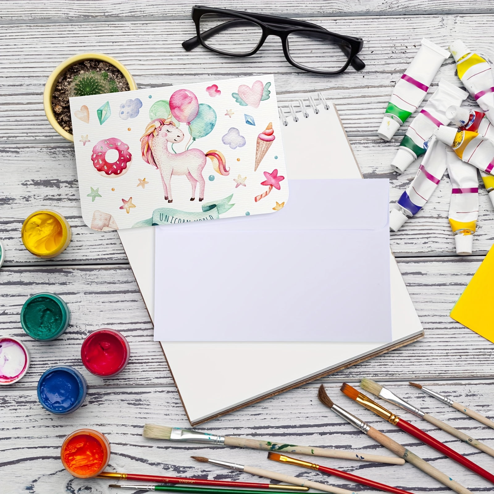 100 Sets Thick Blank Cards and Envelopes 4 X 6 Inch, 140lb/ 300g Watercolor Paper for Greeting Thank You Card, Wedding Invitation, DIY Card Making Supplies for Mothers Day Gift