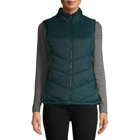 Time and Tru Women's Reversible Puffer Sherpa Vest