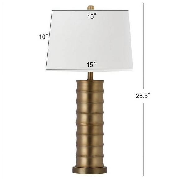 SAFAVIEH Linus 28.5 in. H Brass Column Table Lamp, Clear, Set of 2