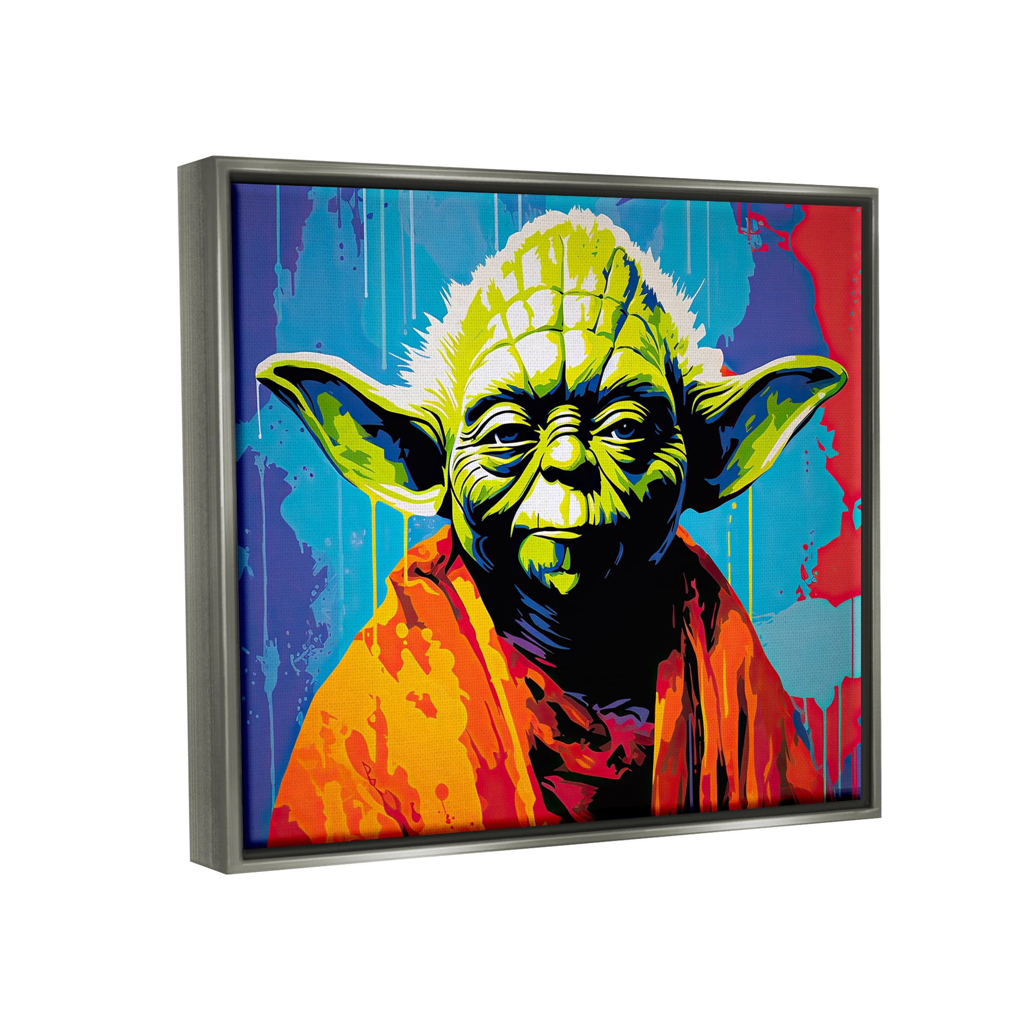 Stupell Industries Pop Style Sci-Fi Creature Fairy Tales & Fantasy Painting Gray Floater Framed Canvas Art Print Wall Art, 21 x 17
