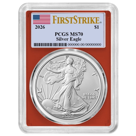 Collectible 2026 $1 American Silver Eagle PCGS MS70 FS Flag Label Red ...