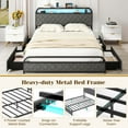 thumbnail image 6 of Costway Queen Size Bed Frame with LED Lights & Charging Station Storage Headboard Black, 6 of 10