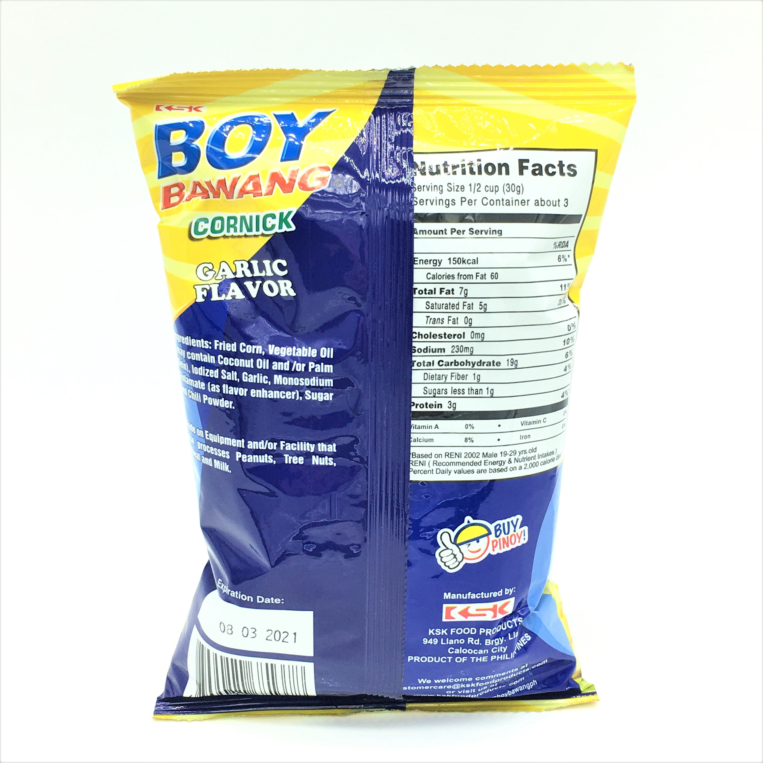 (10 pack) Boy Bawang Cornick Garlic Flavor, 3.54 oz