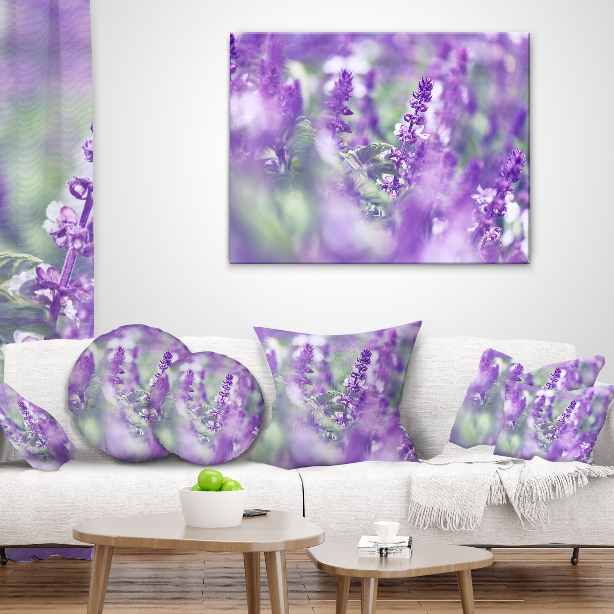 Designart Beautiful Purple Mint Flowers - Flower Throw Pillow - 18x18