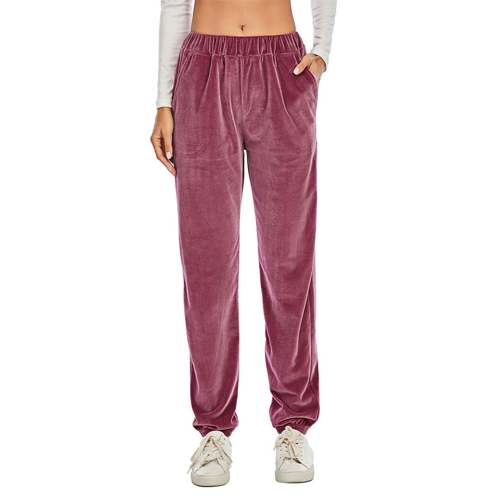 Dodoing - Women's Velvet Trousers Pants Velour Pants Tracksuits Yoga ...