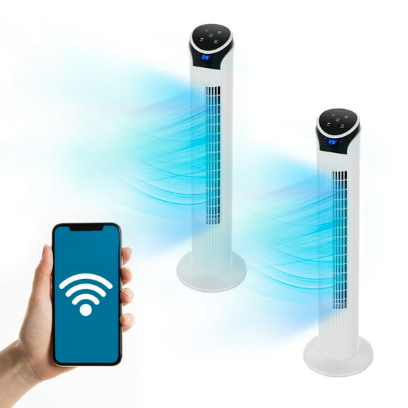 Set de 2 Ventiladores WIFI de Torre Inteligente Blue Fan Digital 33'