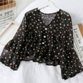 thumbnail image 2 of URMAGIC Women V Neck Flowy Long Sleeve Floral Print Chiffon Blouse Shirt Tops, 2 of 5