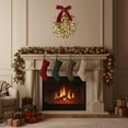 thumbnail image 5 of Deeceymbur Christmas Golden Leaf Bow Vines Wreath for Door Wall Hanging Home Decor, 5 of 9