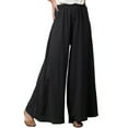 thumbnail image 4 of FJUCHAI Womens Casual Leg Pant Loose Elastic Waist Cotton Trouser Cropped Wide Leg Pants S-5XL, 4 of 7