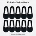 thumbnail image 3 of 10 Pairs Black Women No Show Socks, Non‑Slip Nylon Invisible Liner Socks, Thin Hidden Low Cut Boat Socks for Flats Casual Shoes, 3 of 8
