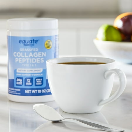 Equate Grass Fed Hydrolyzed Bovine Collagen Peptides Type 1 & 3 Dietary Supplement Powder, Unflavored, 10 oz