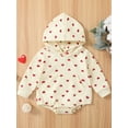 thumbnail image 3 of Gzhioc Baby Valentine’s Day Romper, Cute Heart Print Long Sleeve Hooded Bodysuit One-Piece Outfit,0-12 Months, 3 of 9