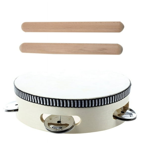 6inch Musical Tambourine Tamborine Drum Round Percussion Gift with 2 x New Percussion Rhythm Sticks