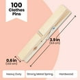 thumbnail image 5 of Juvale Wooden Clothespins & Hanging Clips - 100 Pack, 3.9x0.6x0.6in, Natural Wood, Modern - Heavy Duty Laundry Clips for Outdoor Clothesline - Clothespins for Crafts & Photo Displays, 5 of 10