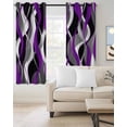 thumbnail image 3 of Blackout Curtains for Bedroom, Purple Stripe Room Darkening Window Drapes for Living Room, Black Grey White Gradient Striped Geometric Thermal Insulated Grommet Curtains, 42x63 inch, 2 Panels, 3 of 9