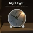 thumbnail image 4 of CHUANK Analog Alarm Clocks for Bedrooms 4 inch Silent Non Ticking Battery Operated with Night Light Small Retro Simple Design Clock for Table  Bedside Desk Travel White), 4 of 6