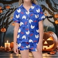 thumbnail image 5 of MEZZALL Girls Cartoon Cats Print Satin Pajamas Sets Short Sleeve Lapel Button Down Tops & Shorts 2 Piece Kids Sleepwear Stylish Nightwear, 5 of 6