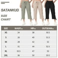 thumbnail image 2 of Satankud Women's Cargo Capris Hiking Pants Lightweight Quick Dry Outdoor Athletic Casual Loose Comfy Elastic Waist with Pockets Wine M, 2 of 9