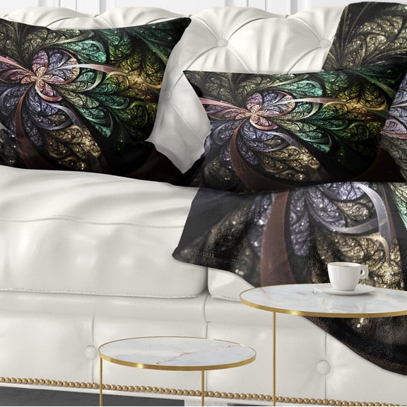 Designart 12" x 20" Green Polyester Throw Pillow