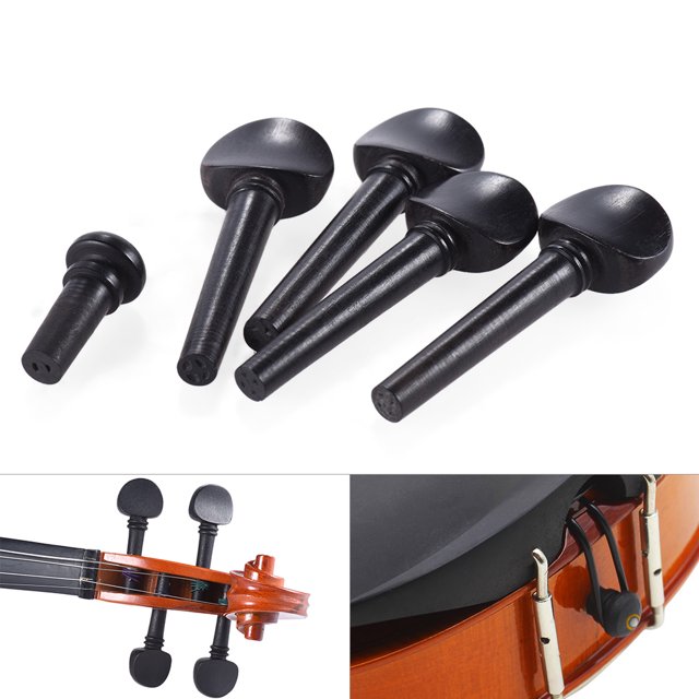 Ensemble de Chevilles d'Accordage de Violon en Bois d'Ébène Taille 4/4, Embout de Rechange, Noir