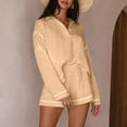 thumbnail image 3 of UAMVSH Womens Lounge Sets Oversized Sweatshirts Matching Sets Long Sleeve Pullover Tops and Shorts with Pockets Comfy Tracksuit Outfits(Medium,Khaki), 3 of 6