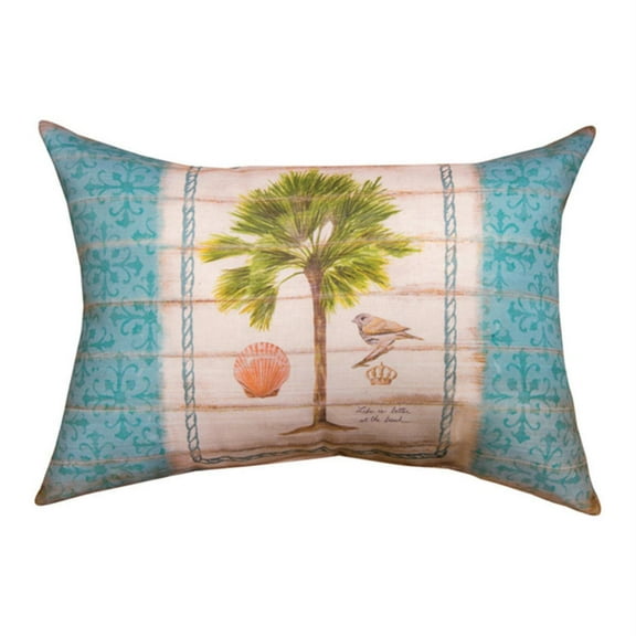 Palm Tree Blues Scallop Pillow 18"x13" Indoor/Outdoor