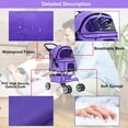 thumbnail image 3 of YRLLENSDAN Dog Stroller Cat Stroller Pet Strollers for Small Medium Dogs Foldable Travel Dog Cart 4 Wheels Waterproof, Purple, 3 of 7