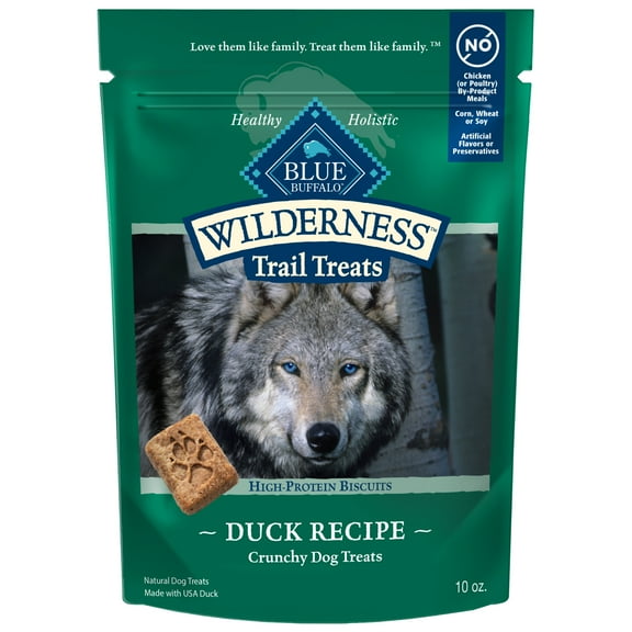 Blue Buffalo Wilderness Trail Treats Dog Biscuits Crunchy Dog Treats, Duck, 10-oz Bag
