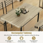 Costway 5 Piece Dining Table Set 29.5 with 4 Chairs Wood Metal Kitchen Breakfast Furniture Natural