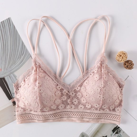 Brilliant Clearance under $5 Womens Bras Ladies Fashion Charming Comfortable Breathable No Steel Ring Lace Flowers Bra Woman Underwear
