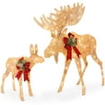 thumbnail image 2 of Best Choice Products 2-Piece Moose Family Lighted Christmas Yard Decor Set w/ 170 LED Lights, Stakes, Zip Ties - Gold, 2 of 8