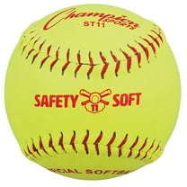 Champion Sports 11" Safety Softballs - Sponge Rubber Core - Syntex Leather Cover - Medium Compression - pack of 12 - Level 10 (Ages 12 ), Optic Yellow